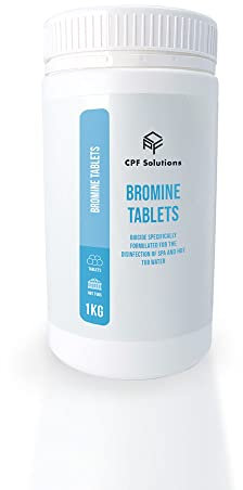 CPF Solutions Spa Bromine Tablets 1kg - Bromine Tablets Slow Dissolving, offers an effective primary water sanitiser for hot tubs, swim spas and pools.