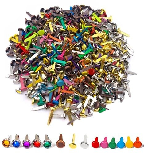 SVUPUE Mini Brads, Metall Musterklammern, für Karten, Scrapbooking，Gemischte Farben, 450 Stück