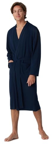 Schiesser Herren Fine Interlock 120 Cm Länge - Bio Baumwolle Bademantel, Dunkelblau_178407, S EU
