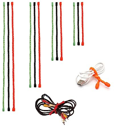 Silicone Twist Ties, Silicone Cable Ties,12pcs Steel-Core Rubber Twist Tie, Reusable Twist Ties for Cords Wire, Cable Tie Straps Organizer. 3 4 6 and 8 inches