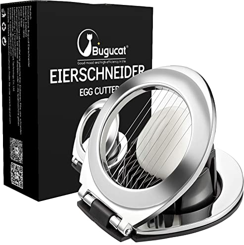 Bugucat Tagliauova,Taglia Uovo in filo di acciaio inox 304, Affettatrice per Uova, Affetta Uova, Separatore Uova in 2 in 1 con Affettatrice, Utensili da cucina per uova sode,fragole, funghi, insalate