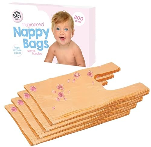 800Pcs Fragranced Nappy Bags, Nappy Sacks, Disposable Tie Handle Nappy Bags, Scented Hygienic Nappy Bins, Strong and Leak Poof, Odor Blocking Sanitary Product Size-31cm