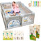 PARVULI Laufstall Baby 120x120 – Laufgitter Baby mit gepolsterter Matte und 6 Handgriffen – Faltbarer Laufstall mit Atmusaktivem Netz und Sicherheitszäunen für Zuhause