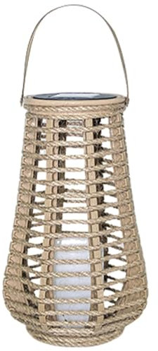 Grande lanterne solaire d'extérieur en rotin | Lampes solaires naturelles | Lanterne solaire portable en rotin écologique résistante intempéries