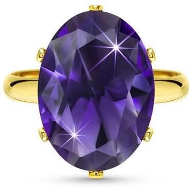 Linawe Bagues en diamant et moissanite violette améthyste pour femmes, bijoux en or, bague à bijoux ajustable, bague à doigts de grande taille pour femmes, bagues tendance