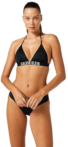 Calvin Klein Donna Top Bikini a Triangolo Imbottitura Estraibile, Nero (Black), XS