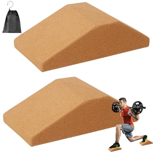 Squat Wedge Block Im 2er Set: Rutschfest Kork Wadendehner Für Stretching, Slant Board Für Mobilisation, Wadendehner Knieretter Squat Wedge, Slant Board Mobilisationskeil Für Kniebeugen Und Kreuzheben