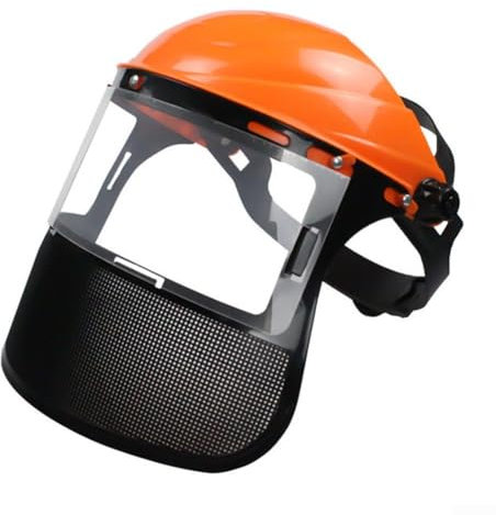 Casque de sécurité pour débroussailleuse avec ajustement réglable, protection de la tête pendant les travaux de cour (housse en maille orange)