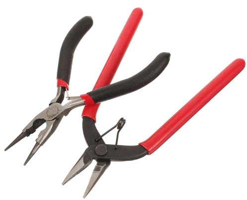 SHINEOFI 2 piezas Alicates de Punta Redonda para Joyería Herramienta DIY para Doblar y Cortar Alambre Diseño Ergonómico y Compacto para Uso Profesional y Aficionado