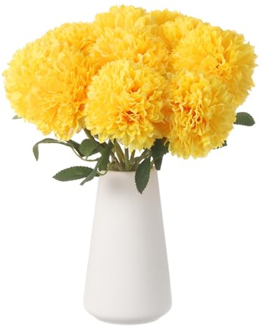 QUARKZMAN 12 st konstgjorda krysantemum boll falska krysantemum blommor bukett sidenblomma falsk krysantemum för heminredning trädgård bröllop fest, gul