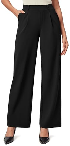 IUGA Wide Leg Trousers for Women,Stretchy Ladies Trousers with Pockets