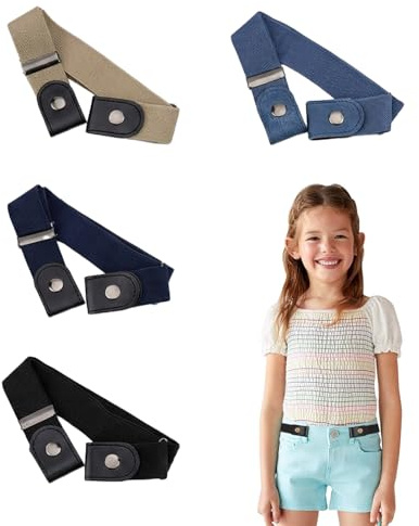 BIVYAX 4 Cinture Senza Fibbia per Bambini, Cintura Elastica per Uniforme Scolastica e Jeans, cintura bambino senza fibbia Cintura Stretch Regolabile per Ragazzi e Ragazze, Unisex, Facile da Usare