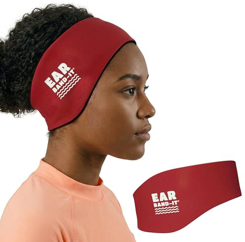 Earvolution Original Ear Band-It Swimming Headband - American Brand, Doctor-Invented - for Kids & Adults - Sensory-Friendly - Keep Ears Dry & Prevent Swimmer's Ear, Holds Earplugs in, (Red, Medium)
