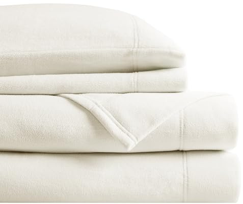 Sleep Philosophy Micro Fleece Sheets Twin Size Bed Set 3 Piece, Ivory