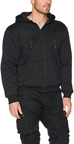 Australian Bikers Gear, Bikers Gear UK motorcykeljacka med huva, hoodie, helfodrad, Dupont™ Kevlar®, aramidtyg, CE-skydd, svart