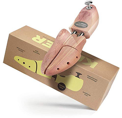 Schlesinger - Premium Schuhspanner aus edlem Zedernholz für Herrenschuhe. Modell Kaiser. Größe 43/44. Silber Knauf.