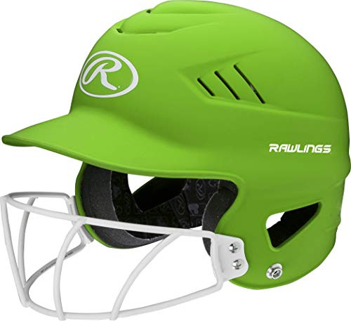 Rawlings | COOLFLO HIGHLIGHTER Batting Helmet | Face Guard Included | One Size Fits Most 6 1/2-7 1/2 | Matte Neon Green