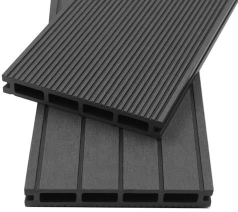 Home Deluxe - Lames de terrasse en WPC SAMANA - Anthracite, 20 m² - Sous-construction et accessoires complets inclus I Sol de terrasse Bordure de piscine Revêtement de balcon