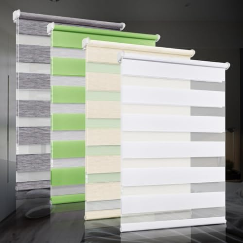 bobodeco Doppelrollo klemmfix ohne Bohren Duo Rollos für Fenster mit Klemmträger, Weiß B40 x H210cm (Stoffbreite 40cm), Fensterrollo lichtdurchlässig & verdunkelnd Wandmontage Sichtschutz