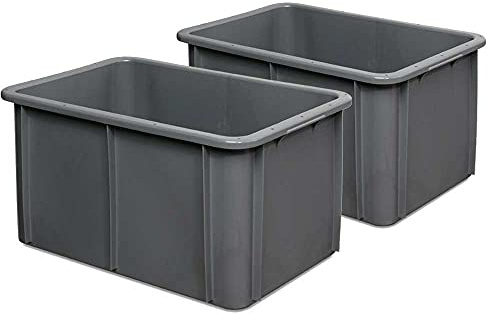 2 livsmedelsbehållare, LxBxH 600 x 400 x 320 mm, 60 liter, grå, stängd