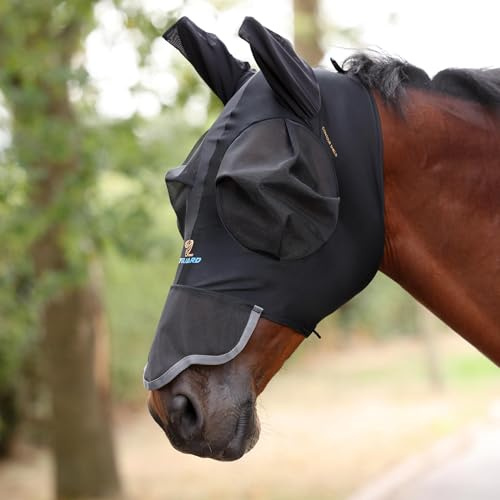Shires FlyGuard Pro Stretch Fly Mask with Nose - Jet Black