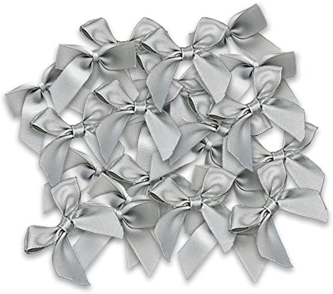 JKDHJK 48 Pezzi Mini Fiocchetti, Fiocchetti Rossi Argento, Fiocchetti Piccoli per Bomboniere Decorazioni San Valentino Confezione Regalo Matrimonio Auto Nastro Cartolina di Natale, 5cm