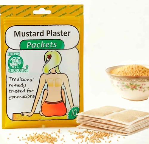 Mustard Patch Plaster (Non-addesive) Sinapism Hot Warm Plaster for Sensitive Skin - The Patch Does not Stick - 10pcs 4.7 × 5.9 / 12Х15cm