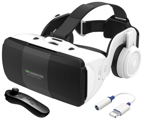 2023 Nuovo Occhiali VR 3D Visore Realtà Virtuale con Cuffie e Controller,Occhiali Virtuali per Giochi e Film,VR Headset Compatibile con Tutti Gli Smartphone da 4,7-7,8,Regali di Natale Particolari (