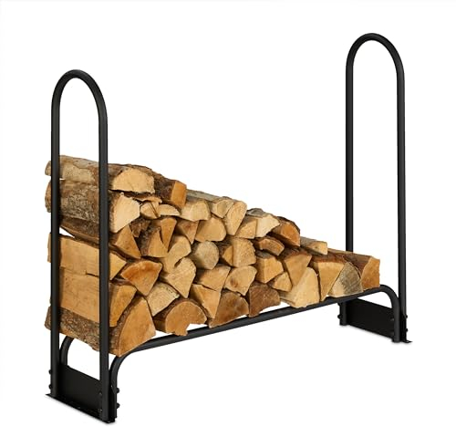 Relaxdays Scaffale Portalegna, per Ceppi da 25 cm, Porta Legna da Ardere Interni ed Esterni, 90x110x29 cm, Ferro Nero