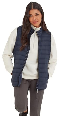 TOG24 Gibson Women's Lightweight Quilted Gilet Padded Puffer Vests Windproof Body Warmer Ladies Sleeveless Jacket Outerwear for Hiking Running Cycling Dark Indigo UK12