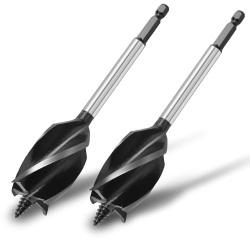 hsawbit 2pcs x 38mm x 165mm Wood Drill Bit, Auger Drill Bits for Wood 1/4 Inch Hex Shank Woodworking Hole Drill Bit