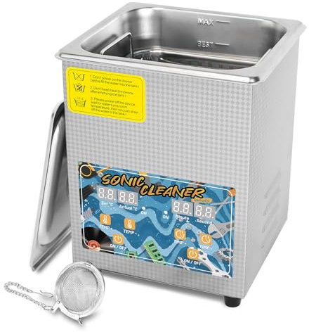 KECOOLKE Nettoyeur à ultrasons de 2,2 L avec grande capacité avec chauffage et réglage de l'heure 60 W en acier inoxydable Nettoyeur sonore professionnel pour le nettoyage Outil de nettoyage Montre