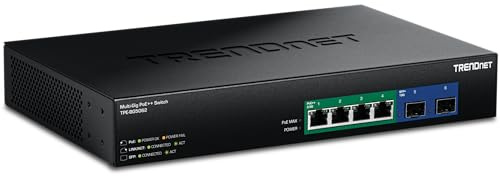 TRENDnet, TPE-BG5062, Switch PoE++ 2.5G GaN a 6 porte con porte SFP+ 10G (240W), 4 porte PoE++ 2.5G, 2 porte SFP+ 10G, 240W, 60Gbps