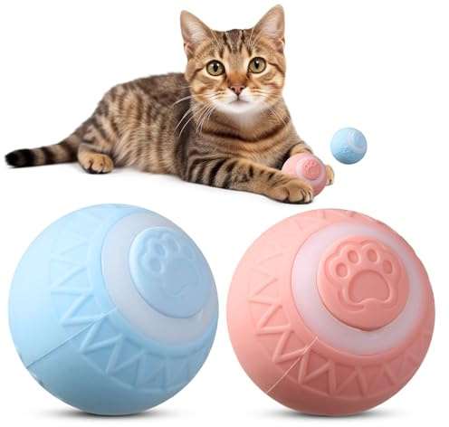 2 pezzi giocattoli per gatti elettrici: palla interattiva per gatti con luce a LED, palla autorotante a 360 gradi, giocattolo interattivo per gatti con USB ricaricabile