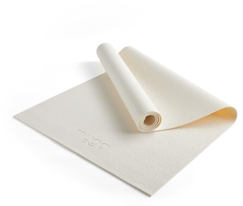 Myga Yoga Mat with Carry Strap – Non-Slip, Lightweight & Durable Exercise Mat for Yoga, Pilates & Fitness – Sweat-Resistant & Easy to Clean – 173cm x 61cm x 4mm – Cream