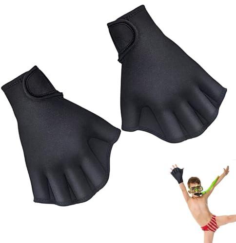 Palas de natación para mano – Palas de neopreno para entrenamiento acuático ajustables, aletas de mano para adultos, niños, para hombres, mujeres, niños, niñas, aeróbicos acuáticos, sin dedos