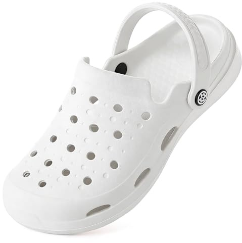 Zuecos Mujer Zapatillas de Playa Hombres Zapatos de Jardín Verano Zapatillas Casa Sandalias Piscina Zuecos Sanitarios Interior Exterior Blanco 38/39EU