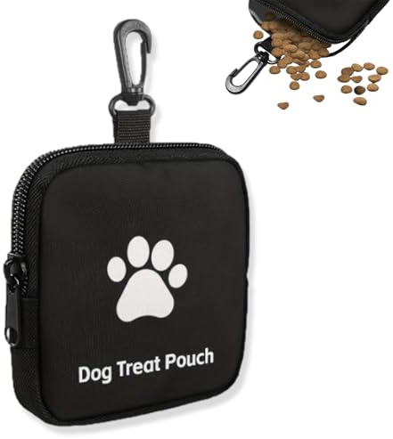 SXKJGQ Dog Treat Pouch, Dog Treat Bag, Black Puppy Training Pouch with Zipper for Puppy Pet Walking, Travel, Training, Daily Use