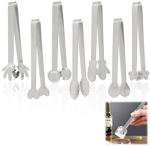 7 PCS Pinzas para Azúcar, Plateado Pinzas para Hielo, Pinzas de Cocina de Acero Inoxidable 12 cm, para El Uso Diario En Cocina Y Café, Aptas para Servir Ensaladas, Dulces Aperitivos En Bodas, Fiestas