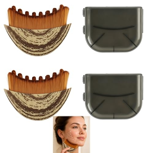 2 Piezas Cepillo de Contorno Facial, Cepillo Seco Suave para Rostro, Papada y Mandíbula, Exfoliación y Masaje Suave