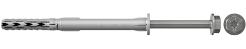 fischer SXR 10 x 120 FUS R Long Shaft Dowels with Hex Screw & Moulded Washer Made of Stainless Steel, Optimal Hold for Fixing Metal Constructions, Pack of 50