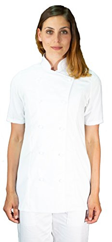 tessile astorino Ricamo Gratuito - Giacca Cuoco da Cucina - Casacca Chef Donna Manica Corta - Bianca - Made in Italy (M)