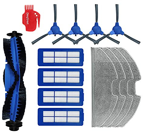DingGreat Ersatzteil Kits für Eufy RoboVac G30 & Eufy RoboVac G10 Hybrid Saugroboter - 1 Hauptbürste, 4 Seitenbürsten, 4 HEPA Filters, 4 Mikrofasermopptuch, 1 Reinigungsbürste