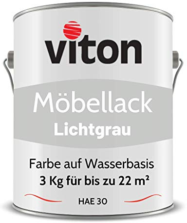 Viton Möbellack - 3 Kg - Seidenmatt Hellgrau - Möbelfarbe auf Wasserbasis - RAL 7035 Lichtgrau