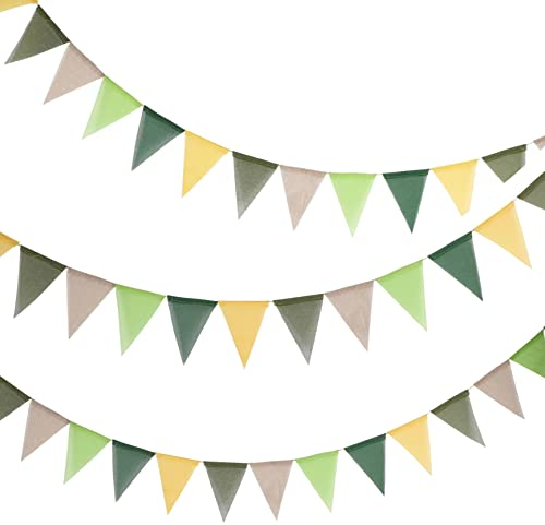 3Stück Leinen Wimpelkette Bunting,Mehrfarbig dreieckige Flaggen,wasserdichte Wimpel Girlande Innen Outdoor Dekoration für Hochzeit,Geburtstag,Party (60 Flaggen)