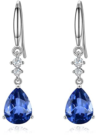 Sterling Silver Dangle Earrings for Women, Hypoallergenic Cubic Zirconia Teardrop Dangle Drop CZ Earring Jewellery Gifts for Girls, Silver/Gold