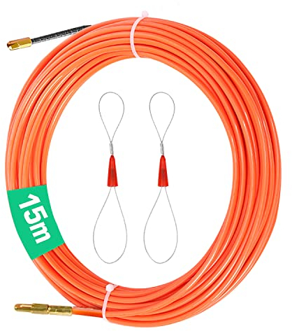 CONNECTION Guia Pasacables Trenzada 15M Guia Pasacables Profesional Diámetro 3 mm Kit de Enhebrado de Cables con 2 Muelle de Guía para Colocación de Cables ideal para Colocación de Cables