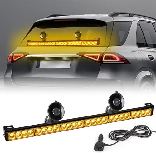 ROUTEKING 27 Zoll LED Notfall-Stroboskoplicht 24LED, 12V Warnblinker für LKW, Verkehrsführung, Sicherheits-Lichtleiste für Windschutzscheibe (Orange)