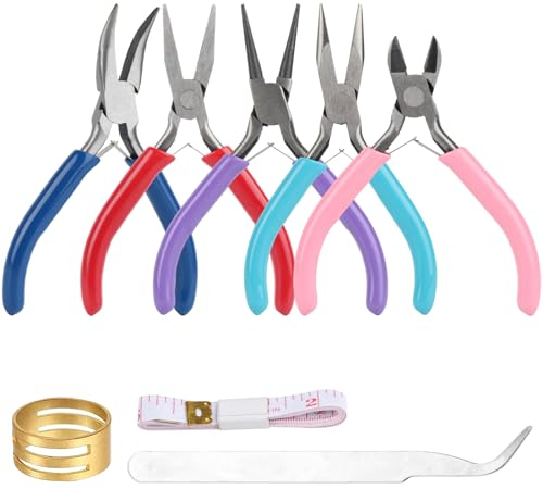 5 Stück Schmuckzangen Set, Rundzange für Schmuckherstellung, Klein Spitzzangen, Flachzange, Drahtschneiderzange für Schmuckreparatur Modellbau Bastelzange