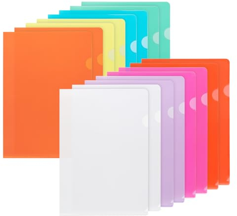 Agoer Klarsichthüllen A4 Seitlich Offen, 16 Stück Aktenhülle A4 Farbig 8 Farben, Sichthüllen Folien Glasklar für Aufbewahrung von Papier, Dokumenten Mappen Ordner für Büro Schule